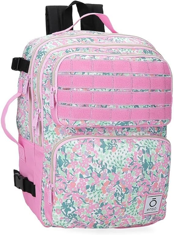 Enso Fleur dots Reiserucksack zweiteiliges Innenfach breite ergonomische Gurte aus Polyester doppelte multidirektionale Rollen vielseitig einsetzbar