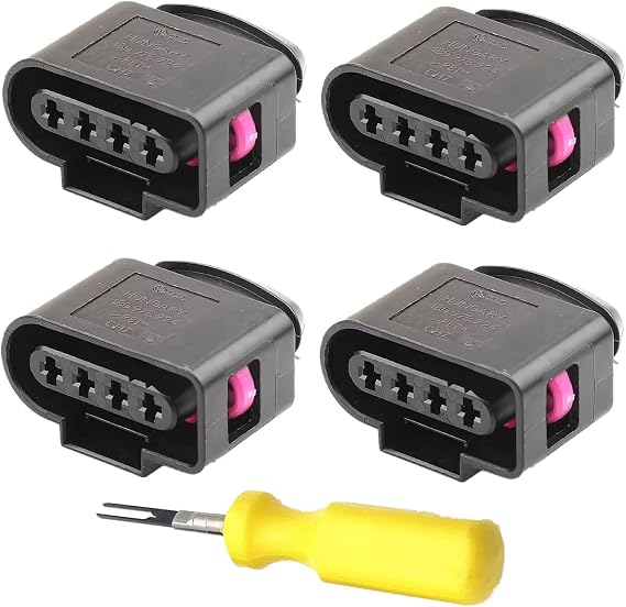 4Pcs Ignition Coil Connector Repair Kit 4B0973724,Fits for VW Passat Tiguan Beetle Golf Jetta AUDI A3 A4 A5 A6 Q7 TT R8, Harness Plug Replace 4B0973724 4B0-973-724