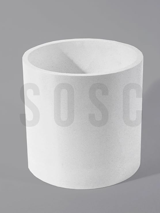 Beton Saksı, Beyaz Silindirik Tasarım, Modern Minimalist Stil, İç Mekan Bitki Saksısı, Dekoratif Beton Çiçek Kabı (Beyaz)