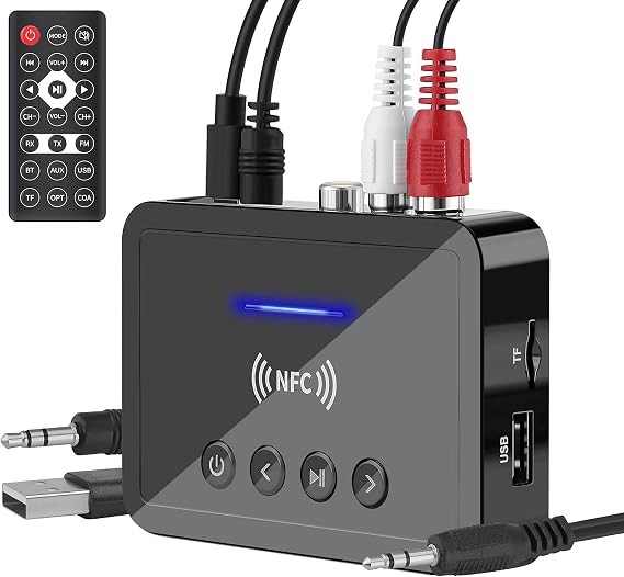 Bluetooth 5.0 Transmitter Receiver Adapter Audio 3 in 1 Bluetooth Audio Adapter 3.5mm AUX RCA Optical USB HiFi Stereo Music, FCC Pass 2A4RO-M6