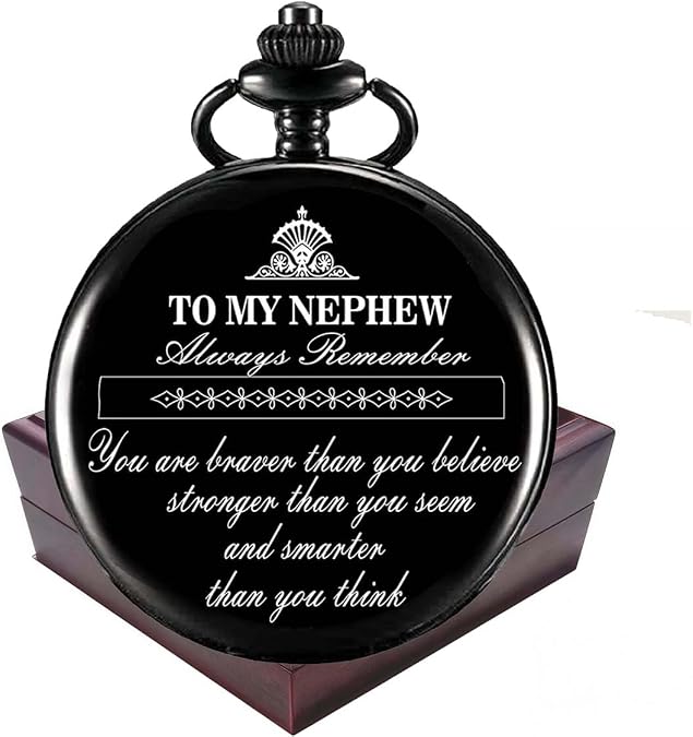 Gifts for Nephew Engraved Pocket Watch Birthday Anniversary Meaningful Year Gifts for Nephew
