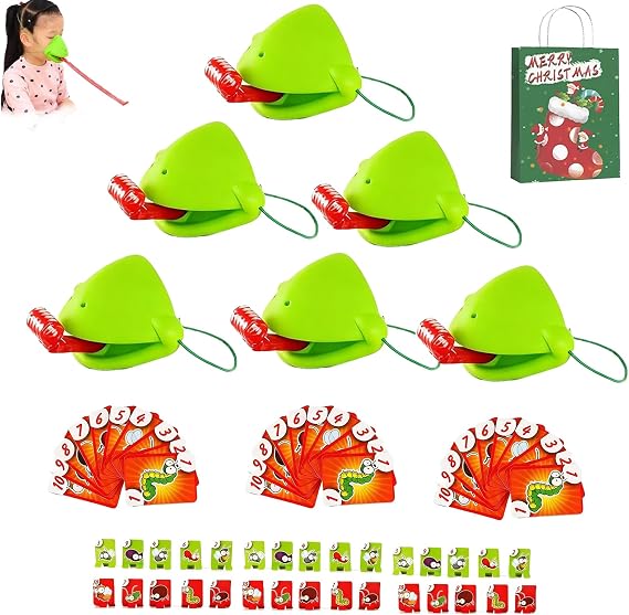 Tongue Shooting Game, Tongue Mask Game, Frog Mask with Blow Multiplayer Party Insect Cardboard Included (6pcs)
