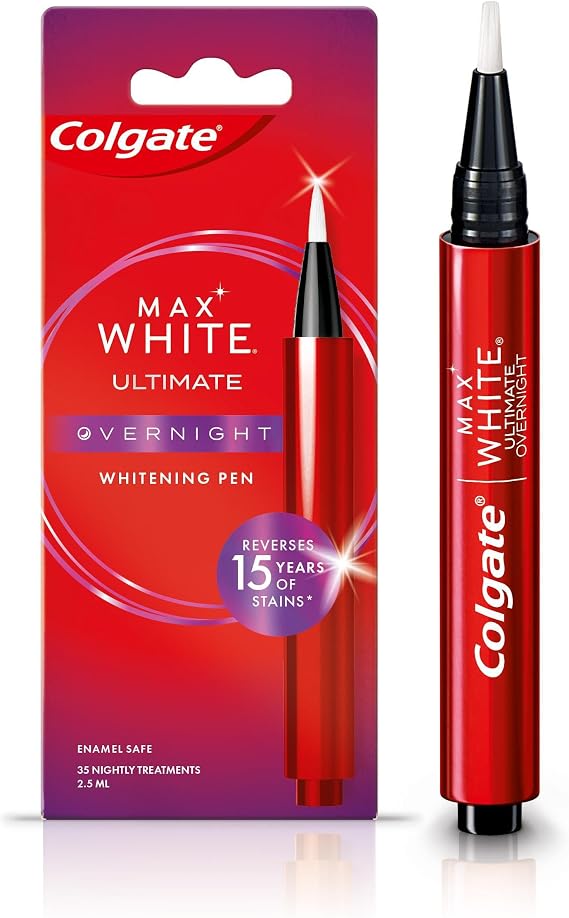 Colgate Max White Ultimate Overnight Teeth Whitening Pen, Reverses 15 Years of Stains* 2.5ml, 1 Pack, 35 Nightly Treatments