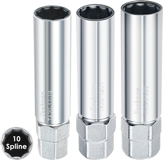 Feekoon 3 Pack 10 Spline Lug Nut Key Replacement for TA20-17/19, TA20-19/21 and TA23-21/22, Compatible with Bimecc 10-Spline Lug Nut and Lug Bolts, Small and Large SUV Key with Hex Drive, Steel