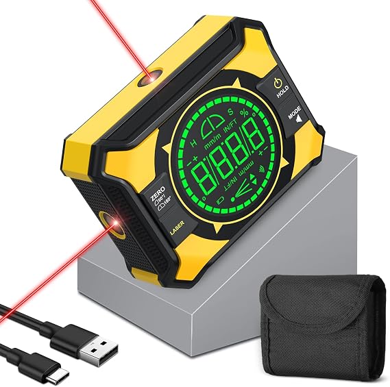 3-in-1 Magnetic Digital Angle Gauge with Cross Laser & LED