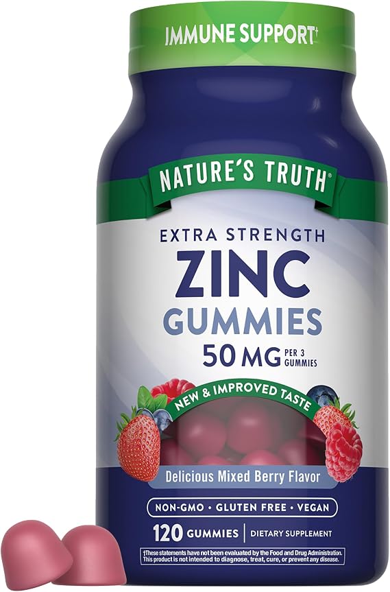 Nature's Truth Zinc Gummies for Adults | 50mg | 120 Count