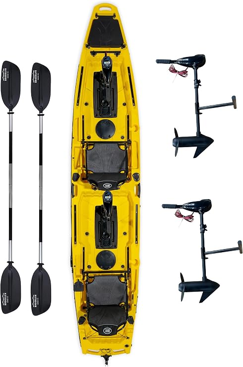 BKC Brooklyn 14.0 Pro Motorized Tandem Kayak, Trolling Motor