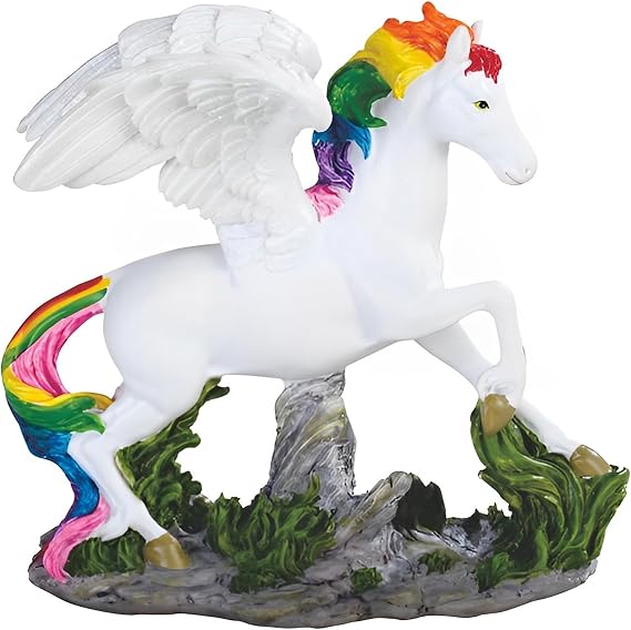 ICE ARMOR 5.5" W Pegasus with Rainbow Mane Statue Fantasy Unicorn Decoration Figurine