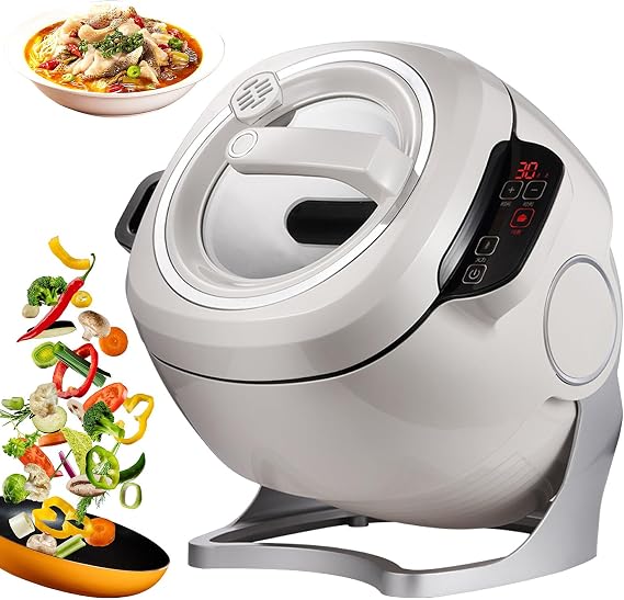 Commercial Automatic Cooking Machine, Multi-Function Cooking Machine,360 Rotating Induction Cooker, 6L Capacity,Intelligent Automatic Cooking Machine,Suitable for Home Kitchens