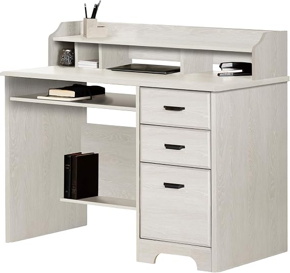 South Shore Versa Computer Desk with Hutch Winter Oak, Traditional