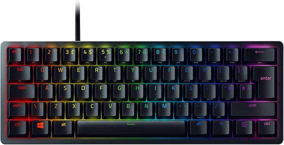 Razer Huntsman Mini (Red Switch) - 60% Compact Gaming Keyboard (Linear Optical-Mechanical Switches, Doubleshot PBT Keycaps, Detachable USB-C Cable) UK Layout | Black