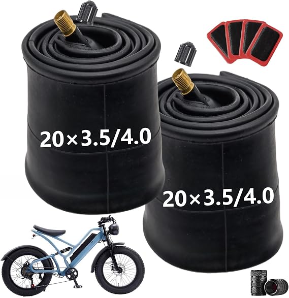 20x4 Fat Tube 20x4.0 Fat Bike Inner Tube fits All 20x3.5/4.0 Tires for 20 inch ebikes 20" ebike Fat Tires Beach Bikes etc - Pack of 2