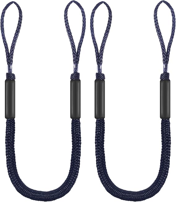 Boat Bungee Dock Lines with Loop and Foam Floats 4FT (Extends to 5.5FT) Elastic Mooring Ropes for Quick Temporary Docking for Pontoon, Jon Boat, and Small Vessels,2Pack (Black)