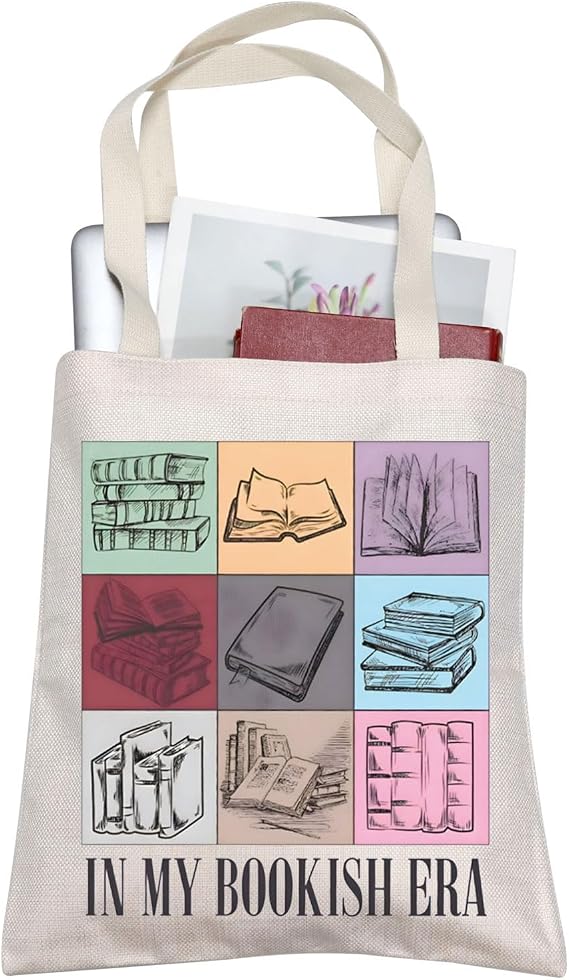 TOBGBE Bookish Merch For Book Lovers In My Bookish Era Canvas Bag Reading Teacher Gifts Book Gifts For Women Bookish Tote