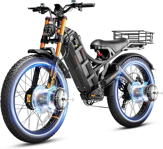 (2025 Version) Eahora Romeo Pro 2 4000W Dual Motor Ebike,46MPH 52V 70AH Battery 200Miles Long Range Ebike,Full Suspension 26'' Fat Tire Electric Bike for Adults with APP Control