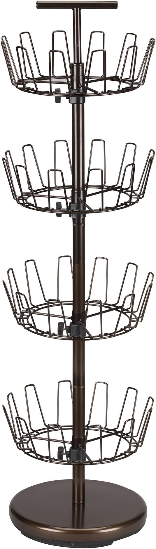 Household Essentials 2139-1 Metal Four-Tier Adjustable Revolving Shoe Rack | Holds up to 24 Pairs of Shoes | Antique Bronze Finish