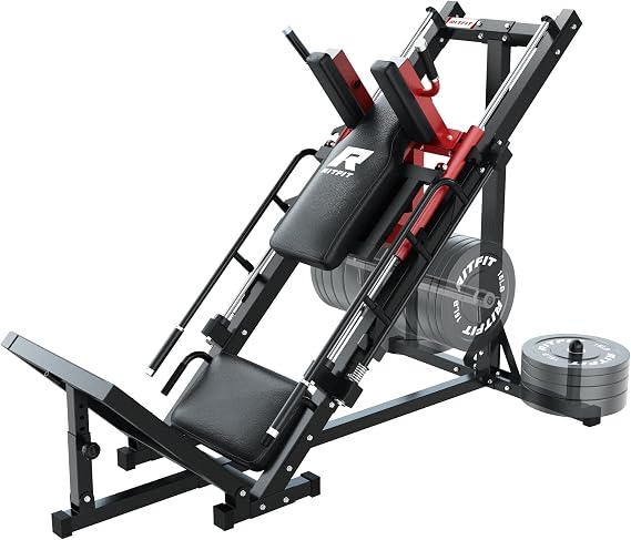 RitFit Leg Press Hack Squat Machine with Linear Bearing, 1200LB Capacity