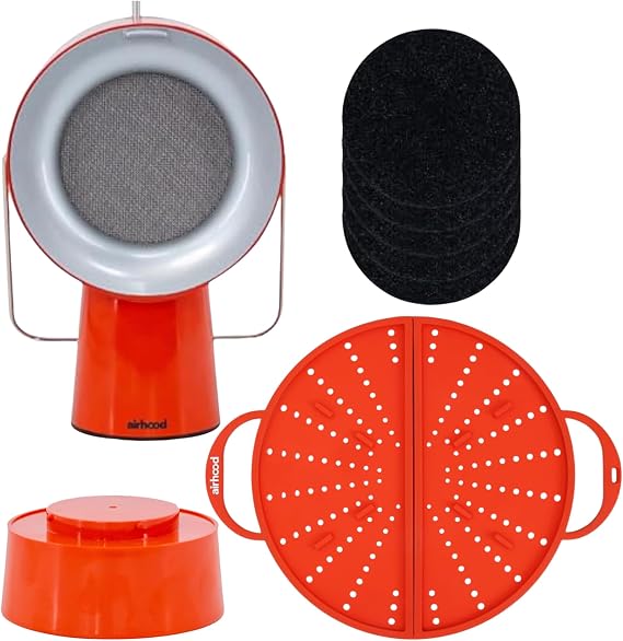 AirHood Wireless Portable Kitchen Range Hood Premium Bundle, Cadmium Orange