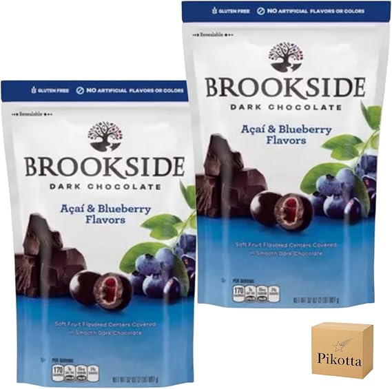 Pikotta Brookside Dark Chocolate, Acai & Blueberry, 32.6 oz 907 g x 2 Piece Set, Large Capacity
