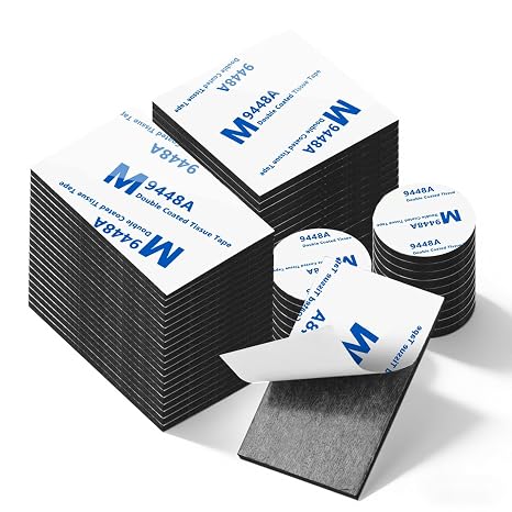 Double Sided Foam Tape Strong Pad Mounting,Black Self-Adhesive Tape Include Square Round and Rectangular(60Pcs)