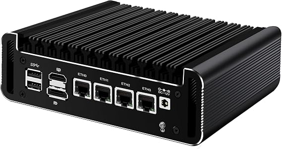 N150 Mini PC Firewall Appliance N100 Upgrade, Fanless Mini Computer, 4 x i226-V 2.5GbE LAN, OPNsense Micro PC, DDR5 32GB RAM 1TB NVMe, 4 x PCIe 3.0, HD+DP, TF Slot