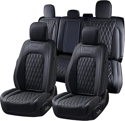 Coverado Leather Seat Covers Full Set Fit for Ford F150 F250 F350 F450, Waterproof Ford F150 Truck Seat Covers Fit for 2015-2026 F150 and 2017-2026 F250 F350 F450 Black