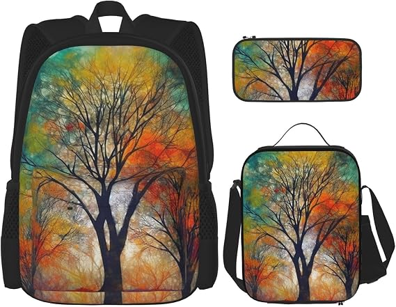 3 in1 Travel Laptop Backpack with Lunch Bag and Pencil Case Casual Daypack