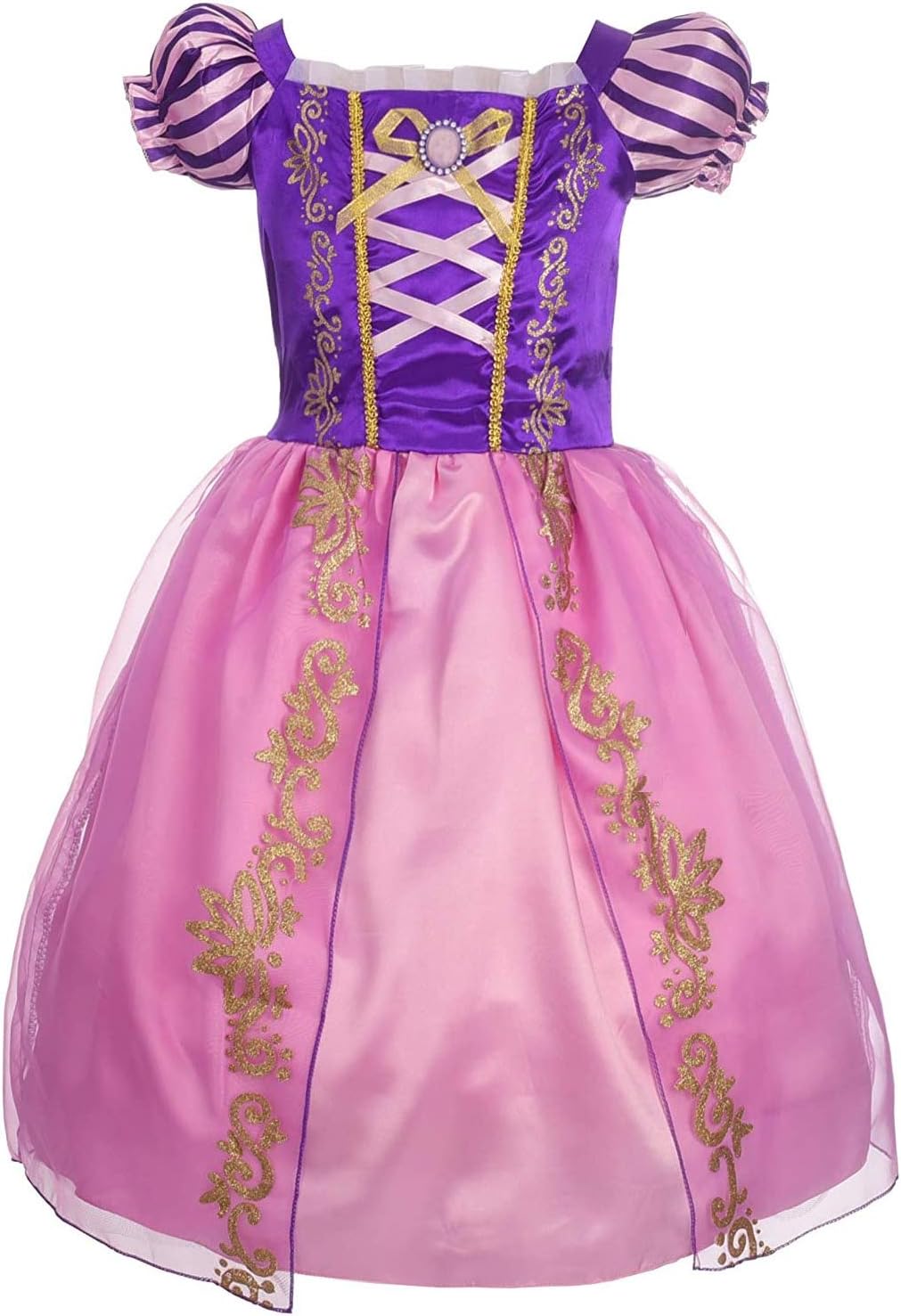 Discoball Rapunzel Costumes Princess Cosplay Dresses for Kids Girls Fancy Dress Up for Halloween Birthday Party Outfit