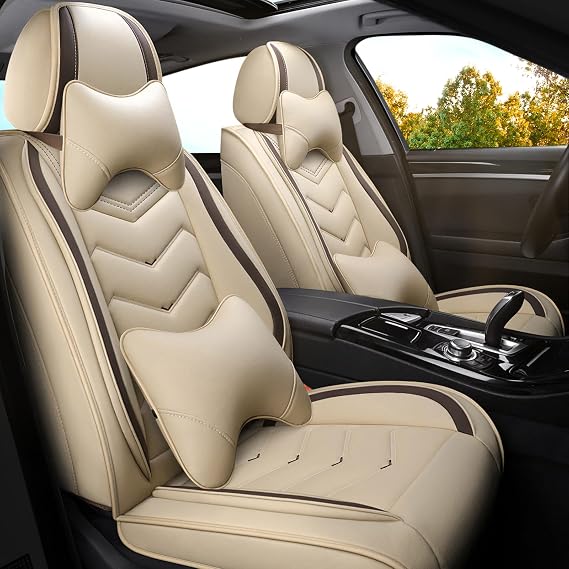 ADERN Car Seat Covers for Dodge Challenger 2008-2026, Premium Nappa Leather Car Seat Cover, Stylish Sport Seat Covers, Automobile Seat Cover Sets.(Luxury 2 Seats/Beige)