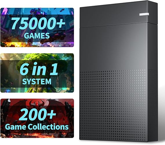 Kinhank 4tb Retro Gaming Hard Drive, 6 Game System, 75000+ Games per Unit, Retro Gaming Console, 200+ Emulator, Portable Gaming Hard Drive Disk, Win 7, 8, 10, 11