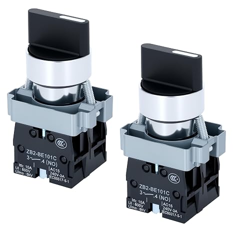 2 Pack 22mm 3 Position Maintained Selector Switch