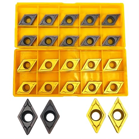 Indexable Carbide Turning Inserts DCMT32.51 DCMT32.52 DCMT11 for Metal Cutting | 20pcs DCMT32.51 DCMT11T304 DCMT32.52 DCMT11T308 Replacement inserts for stainless steel and steel Roughing and Finishing