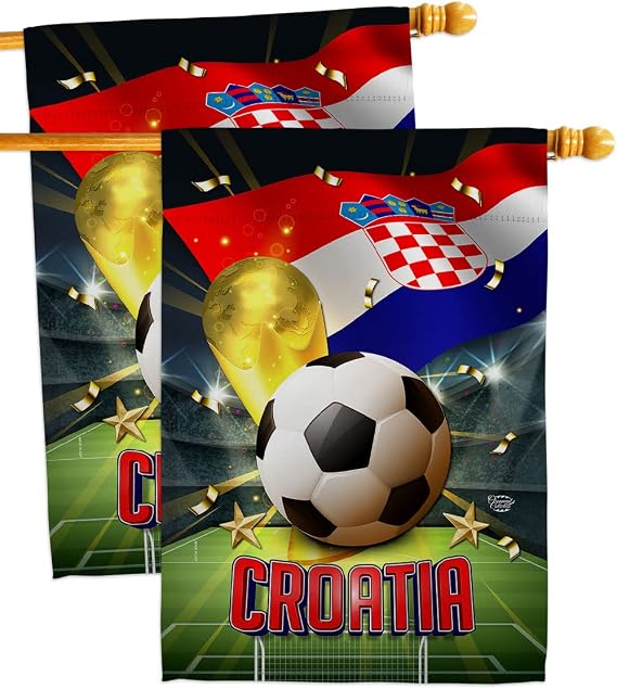 World Cup Croatia Wall 2 Pcs Banner Flag Patio Lawn Garden Room Decorations Outdoor Tapestry Yard Signs Art FIFA Team Qatar Trophy Soccer Game Football Gifts, Made in USA