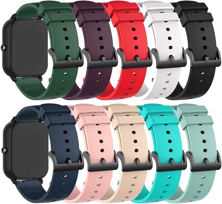 10-PACK Bands Compatible for ZOSKVEE/ Motast P22D P36B Fitness Watch Flexible Washable & Durable Classic Silicone Sport Wristbands Replacement Strap for ZOSKVEE/ Motast P22D P36B Smartwatch Women Men