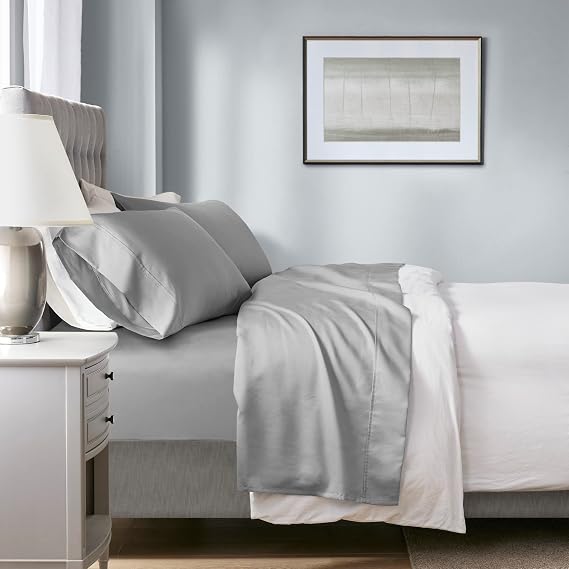 Madison Park 1000 TC Cotton Blend Sheet Set, Cal King Size Set Grey 4Psc