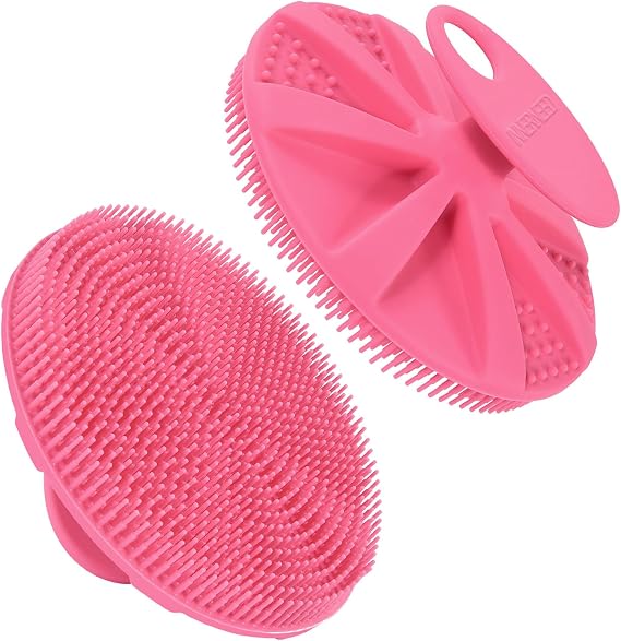 INNERNEED Food-Grade Soft Silicone Body Scrubber Shower Brush, Pink