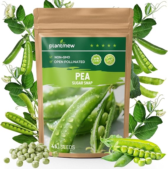 Sugar Snap Pea Seeds for Planting - Heirloom, Open Pollinated - Sweet & Crunchy Edible Pods for Fresh Eating - Easy Grow Vertical Vine for Containers, Trellis & Home Garden