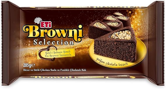 Eti Browni Selection Bitter ve Sütlü Çikolata Soslu ve Fındıklı Çikolatalı Kek 285 g
