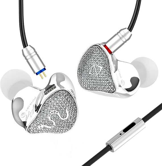 SPA-SG in Ear Monitor Headphones,EarAcoustic Audio 10MM PEEK+PU Composite Diaphragm Inner-Magnet DD HiFi in Ear Earphones,Crystal Diamond Surface IEM with Mic for Singers/Musicians/Audiophile
