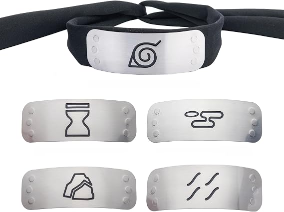 Naruto Cosplay Headband Set With 4 Village Plates
