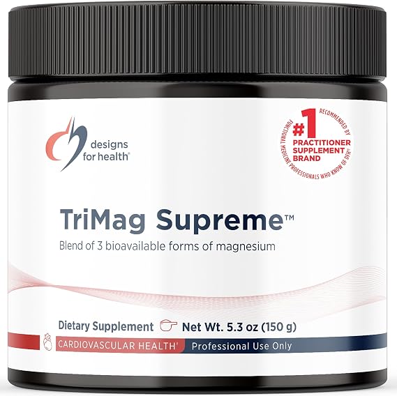Designs for Health TriMag Supreme Powder - 300mg Triple Magnesium Drink - May Support Heart Health & Energy - Magnesium Orotate, Glycerophosphate + Bisglycinate Chelate (30 Servings / 150g)