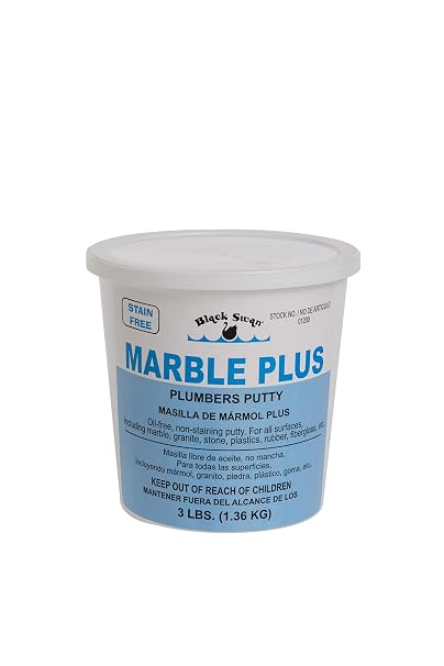Black Swan's Marble Plus Plumbers Putty, Oil-Free, Stainless, 3 lb.