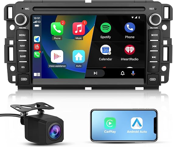 Car Stereo Radio for Chevy Silverado Tahoe GMC Sierra Yukon 2007-2013, Wireless CarPlay Android Auto, Android 13 4Core 32GB 7" Touch Screen GPS SWC Head Unit with Backup Camera