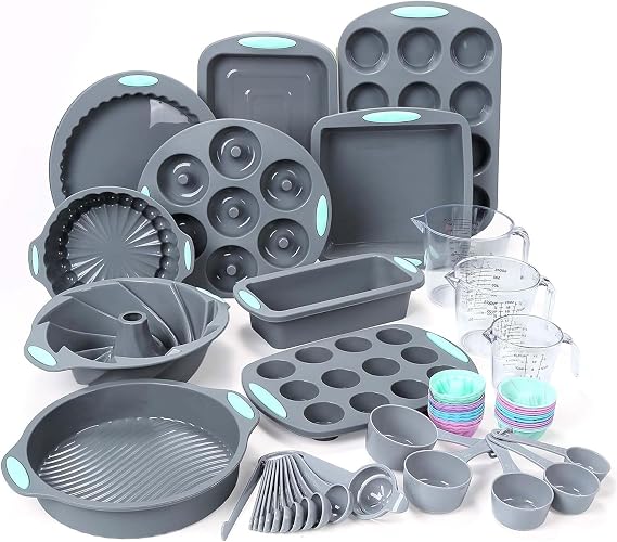 Tongjude 54 Pieces Silicone Baking Set, Silicone Baking Pan