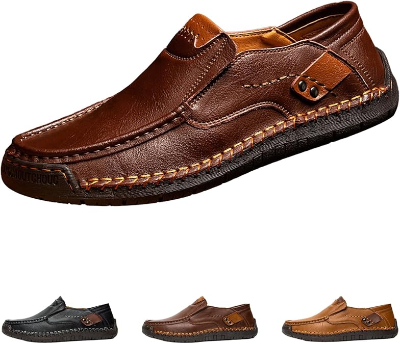 Men's Walking Driving Shoes Leather Moccasins Boat Loafers