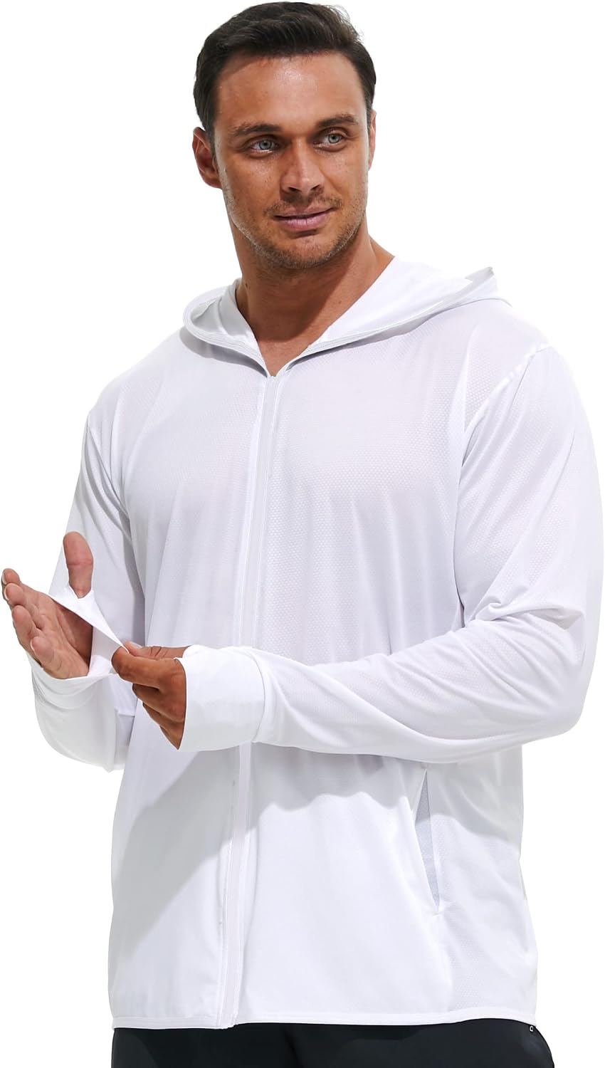 Biokey Men's Full Zip UPF 50 Sun Protection Hoodie Long Sleeve Shirts with Pockets, Lightweight Hoodies for Men for Fishing