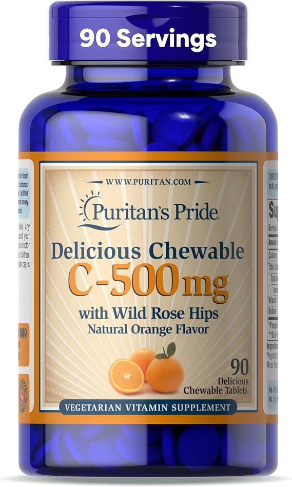 Puritan's Pride Puritan's Pride Chewable Vitamin C-500mg, Rosehip, 90 Tablets