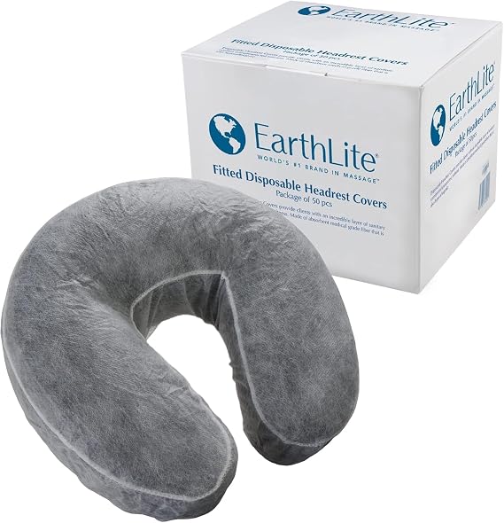 EARTHLITE Fitted Disposable Face Cradle Covers Medical-Grade, Soft, Non-Sticking Massage Headrest Covers for Massage Tables & Massage Chairs (50 count)
