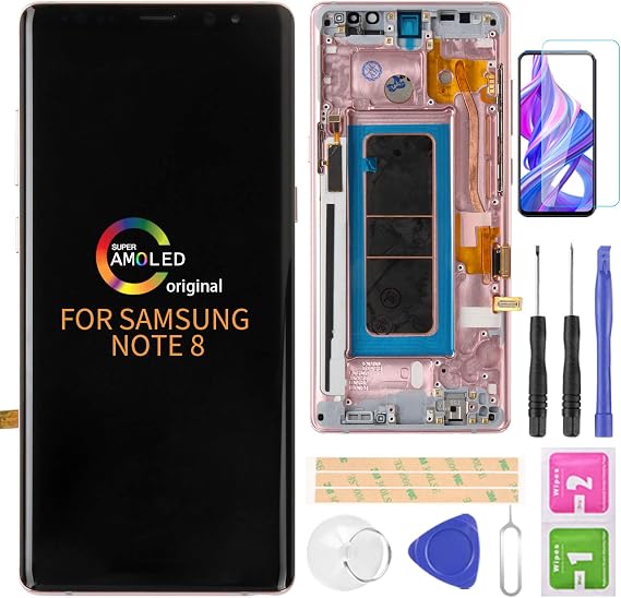 A-MIND Original for Samsung Galaxy Note 8 N950 LCD Screen Replacement (with Pink Frame) SM-N9500 N950F/DS/W/U LCD Display Touch Screen Digitizer Assembly Parts,with Tools