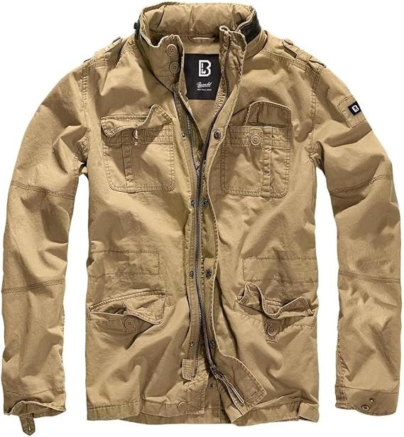 Men's Stylish Weatherproof Active Everyday Outdoor Field Jacket with Stand-up Collar & Concealed Hood